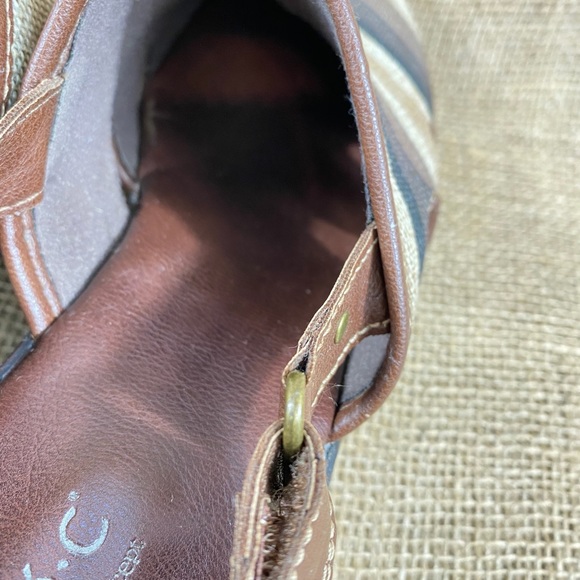 Born clog brown striped  ankle strap boc heeled women sz 11M - Picture 7 of 10